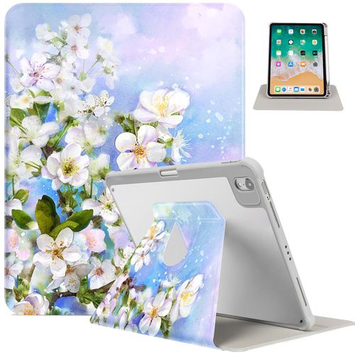Lalumix for iPad Air M3/M2 11 Inch Case 2025/2024, for iPad Air 5Th/4Th Generation Cover, for iPad Pro 11 Inch Case 4th/3rd/2nd/1st Generation, 360 Degree Rotating Pencil Holder,Slim, Peach Blossoms