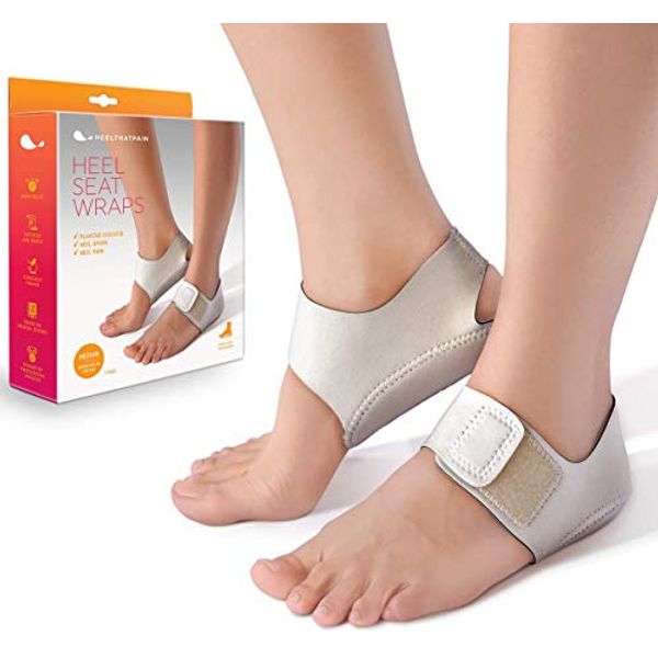 Heel That Pain Heel Seat Wraps for Plantar Fasciitis and Heel Spurs – Perfect for Heel Pain Relief While Barefoot or with Sandals | Patented, Clinically Proven, 100% Guaranteed (Medium)