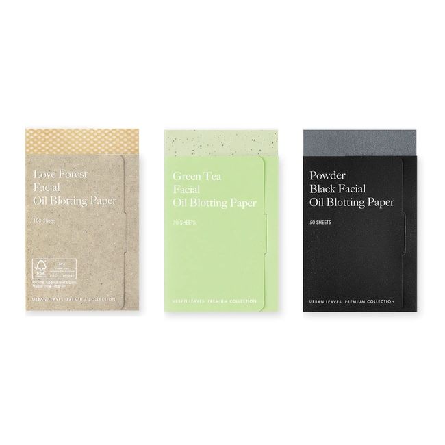 URBAN LEAVES Premium Collection Oil Control Paper, Blotting Paper , Absorbing Sheets for Oily Skin Care (size 3.5'' x 2.4'') Made in Korea(Multi), (AJ12)