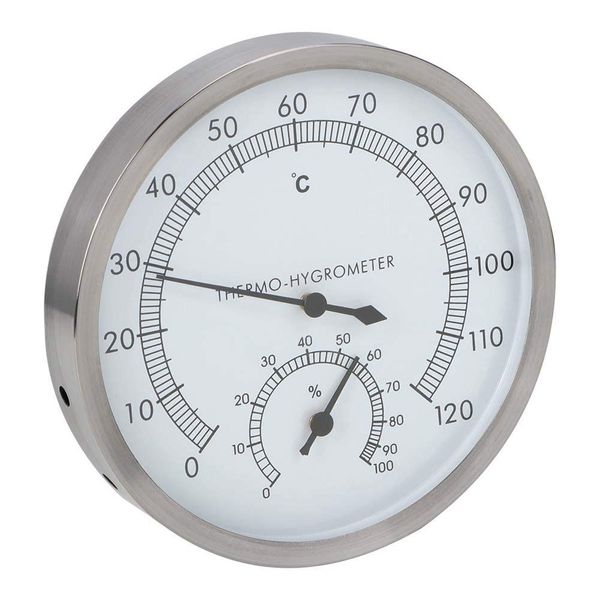 Fdit 2-In-1 Stainless Steel Sauna Thermometer Hygrometer Thermo-Hygrometer Indoor Sauna Equipment Accessory