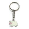 FizzyButton Gifts White Pig Keyring Key Ring with Enamel Charm and Silver Tone Keychain