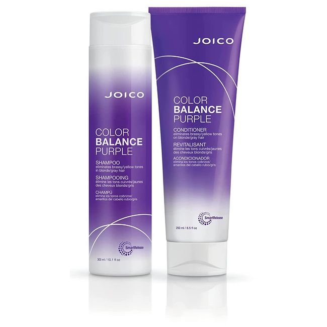 Joico Color Balance Purple Shampoo & Conditioner Set | Eliminate Brassy and Yellow tones | For Cool Blonde or Gray Hair