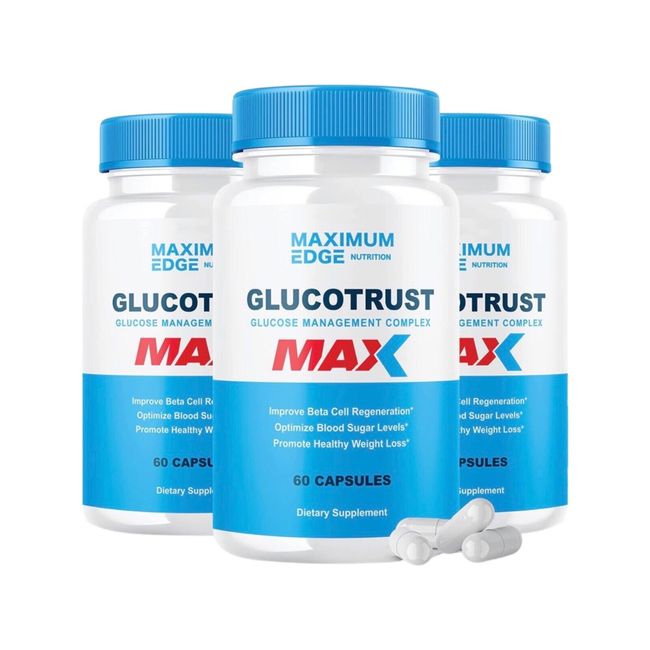 3-Pack Glucotrust Max, Glucose Management, Gluco Trust Supplement (180 Capsules)