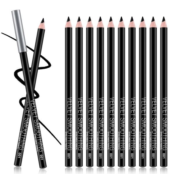 Apooliy 12Pcs Waterproof Black Eyeliner Pencil Set,Eyebrow Pencil,Long-Lasting Brow Pen,Eye Liners Pen,Makeup Pen