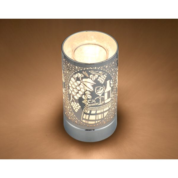 7" Touch lamp/Oil burner/Wax warmer-Silver Wine Time