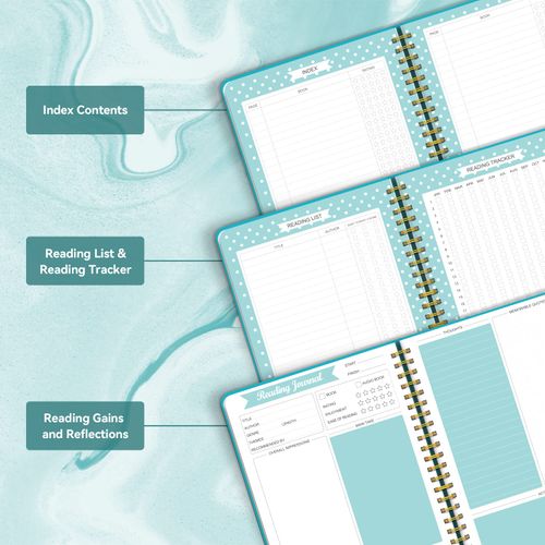 Reading Journals for Book Lovers, Book Journal Reading Log for Readers to Review and Track Your Reading, Book Club Journal and Planner, 80 Books (8.5x5.5"), Teal