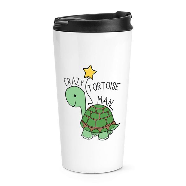 Crazy Tortoise Man Travel Mug Cup Animal Joke Pet Crazy Dad Fathers Day Funny