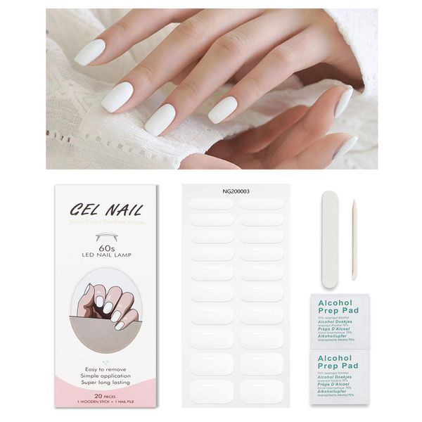 Unghie Gel Adesive Bianco, KALEFUL Smalto Adesivo Gel Nail Stickers Adesivi Unghie Gel Uv Nail Art Stickers Unghie Decorazioni