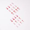 Bufenia French Coffin False Nails Flash Gradient Nude Pink Press on Nails Glitter Heart Rhinestones Ballerina Fake Nails Glossy Acrylic Nails for Women and Girls 24Pcs (Red Heart)