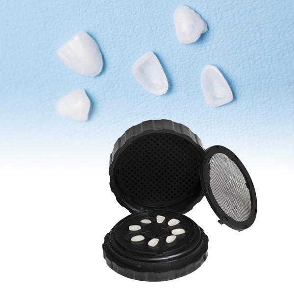 Denture Veneer Processing Box, Round Shape Dental Veneer Box, Reusable Black Denture Storage Box with Spare Pad