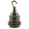Edison Screw (E27) Solid Brass Earthed Lampholder in Antique Finish with 2 Shade Rings and Metal Hook