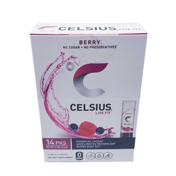 Celsius Berry On the Go Powder Stick Packs, Zero Sugar 14 Sticks