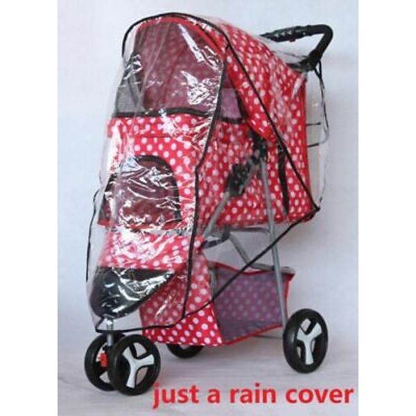 Outdoor Travel Folding Cat Dog Cart Carrier Pet Stroller Waterproof Rain Cover