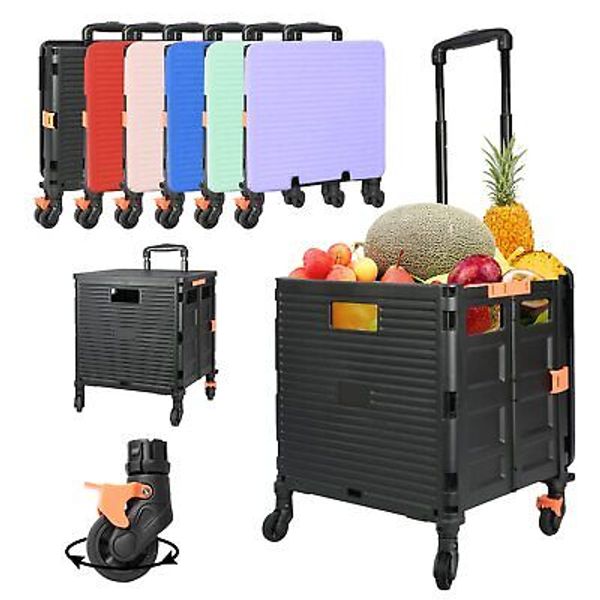 Foldable Utility Cart Portable Rolling Crate Handcart Shopping Trolley