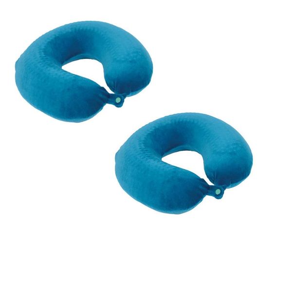 Memory Foam Cooling Neck Travel Pillow - Teal (Pack of 2)