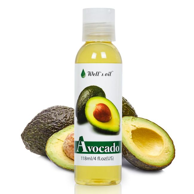 Well's Oil AVOCADO OIL | 4oz(118ml) | All-Natural | For Hair + Skin + Nails | Refined, Cold Pressed | Nutrient Rich and Hydrating