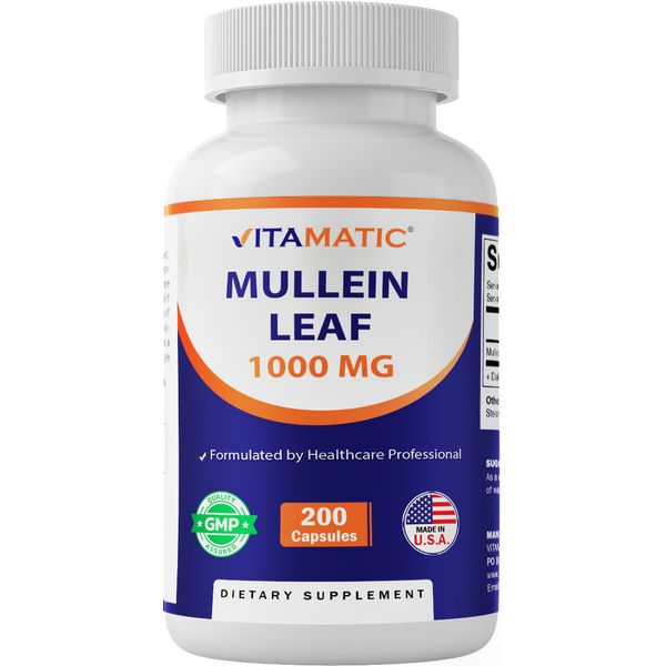 Vitamatic Mullein Leaf 1000mg per Serving 200 Capsules