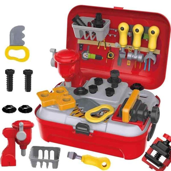  Carpenter Pretend Play Tool Set, Tool Toys, Pretend Play, Tool Box, Storage Backpack Set, For Boys, Assembly Toy, Red