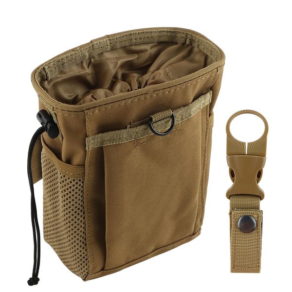 Drawstring Highend Rock Climbing Chalk Bag Carabiner Diferent Pockets for Climbing Bouldering, Gymnastics, Gym Pouch, Cross Fit and Lifting to Securely Hold Phones and Valuables (Khaki)