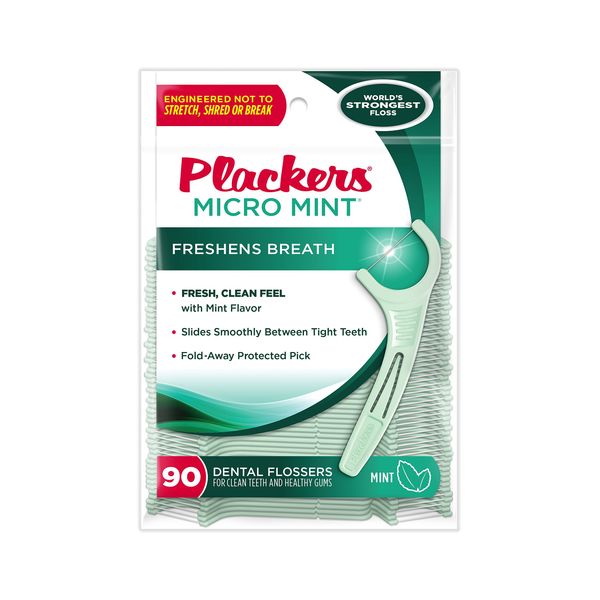 Plackers Micro Mint Dental Flossers, 90 Count (Pack of 6)