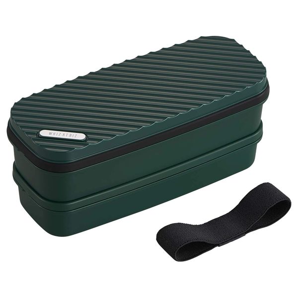 OSK BLW-14HX Whiz at Biz 2-Tier Lunch Box with Compartments, Dark Green