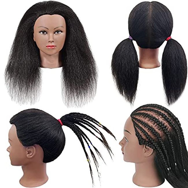 Mannequin Head with Human Hair for Braiding 100% Real Hair Mannequin Head  Cosmetology with Hair Doll head for Hair Styling Free Table Mannequin