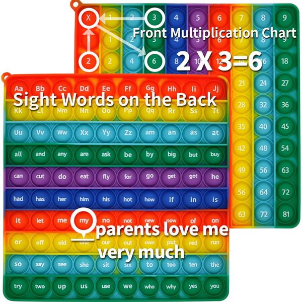 HUAZHENQI-GH Multiplication Chart and Sight Word A-Z Alphabet Toy, is an Early Reading Enlightenment Toy, Suitable for Home and Classroom and Make Learning Easier and More Fun