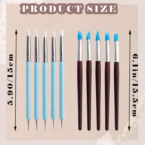10 PCS Silicone Nail Art Sculpture Pens Dual Tipped Nail Art Tools Set Wooden Handle Nail Art Brushes Nail Tools for Nail Art Painting DIY Decoration Tool & Professional Use