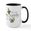 CafePress Bee Happy Large Mug 15 oz (444 ml) Ceramic Coffee Mug