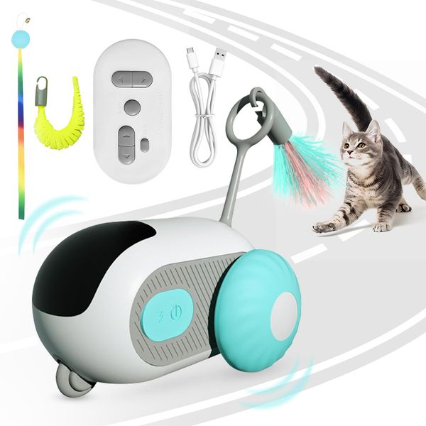 Remote Control Smart Electric Interactive Cat Toy Smart Turbo Tail Automatic Car Toys for Indoor Bored Cats Robot Rc Cat Mental Stimulation Toys Usb Rechargeable Gravity-Sensing Movement Pet Toy