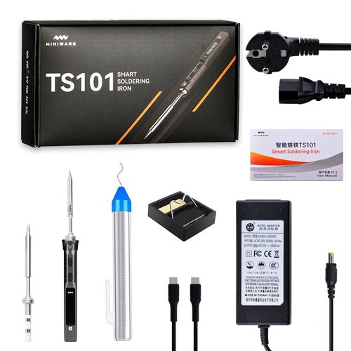 NewHail TS101 Electric Soldering Iron 65W Portable Intelligent Soldering Iron Kit Fast Heat Embedded Interface STM32 Chip with B2+BC2 Tip Power Supply Soldering Wire