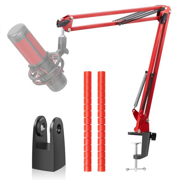 HyperX QuadCast Mikrofonarm Rot mit Arm Adapter, Professioneller Mic Ständer Boom Arm kompatibel mit HyperX QuadCast S/ProCast Mikrofon 3/8" bis 5/8" Adapter von YOUSHARES