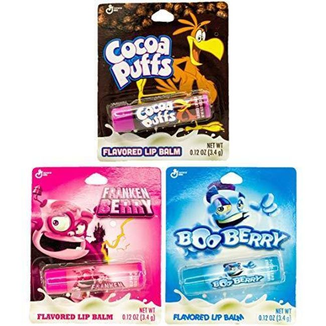 Cereal Flavored Lip Balm (3 Pack) Booberry - Frankenberry - Cocoa Puffs