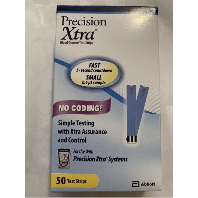 Precision Xtra Blood Glucose Test Strips, 50/box