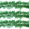 Green & White Translucent Christmas Tree Tinsel Easter Flat Frayed Decoration (6 Meters)