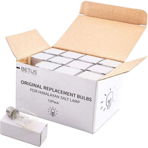 Betus 12 Pack Long Lasting 15 Watt Dimmable E12 Socket Warm White Salt Lamp Bulb