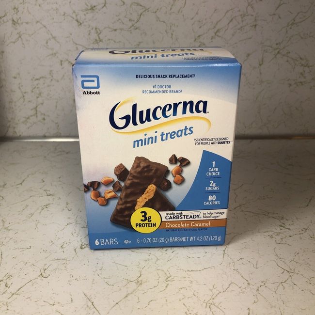 Glucerna Mini Treats Chocolate Caramel - 6 Bars in Box - Sealed - 07/01/2024 NEW
