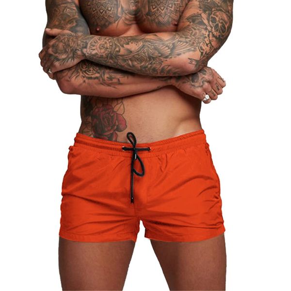 Donason Men's Swim Trunks Quick Dry Swimming Running Shorts Mens Beach Board Shorts Breathable Gym Sports Shorts with Mesh Lining and Zipper Pockets Orange