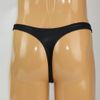 Men's Shiny Stretch Fabric Padded Thong Medium Black