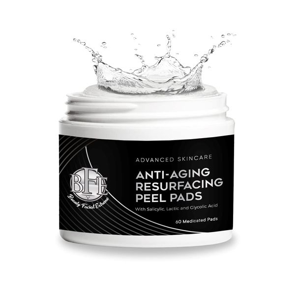 Anti Aging Daily Resurfacing Exfoliating Peel Pads Treatment- Contains Lactic, Salicylic, & Glycolic for Face & Body. Repairs Fine Lines, Wrinkles, Dark Spots, Pores, Acne Scars & Uneven Skin Tone. Natural Skincare Glow.