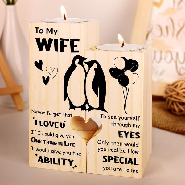 Valentines Gifts for Her - Romantic Penguin Candlestick Wife Birthday Gifts, valentines Gifts for Wife, Birthday Anniversary Wedding valentines day gifts for Her & Wife Valentines Gifts from Husband