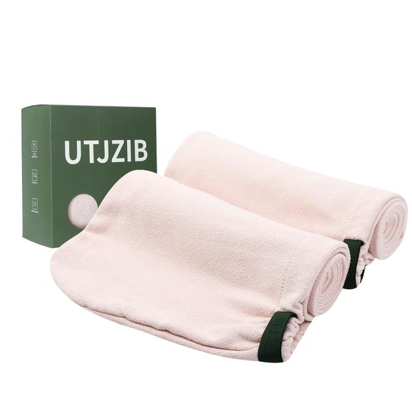 UTJZIB Ultra-Absorbent Microfiber Hair Towels-2Pack Hair Towel Wrap for Women, Turbie Twist Hair Wraps, and Versatile Microfiber Towels for Effortless Drying (Pink)