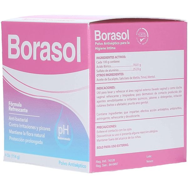 Borasol Antiseptic Powder Refreshing Deodorant and Vaginal Wash 4 OZ