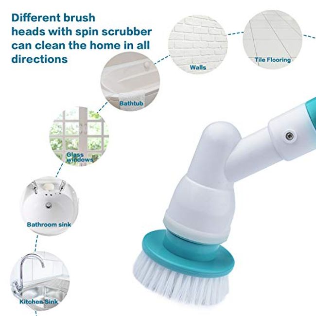 Electric Spin Scrubber, Cordless Cleaning Brush with Adjustable Extension  Arm an