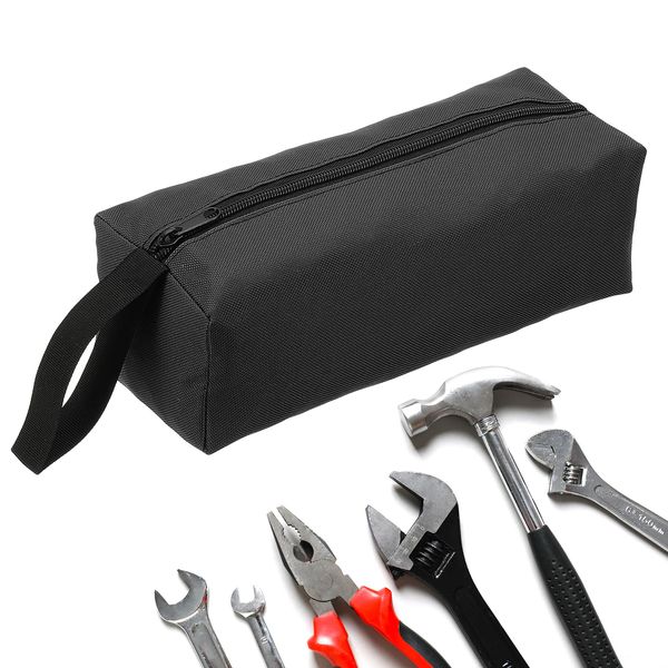sourcing map Zipper Utility Tool Bag 10.2x4x3.3 Inch, Black