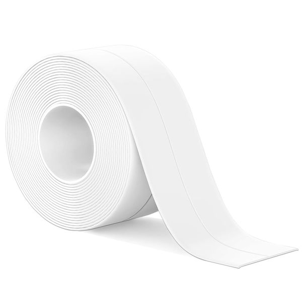 YuFek Bath Sealant Strip, Caulk Strip Sealant Tape, Bathroom Sealant, White Waterproof,(38mm X 3.2M) Simple Seal Tape for Toilet, Bathroom, Kitchen, Bathtub, Wall Floor, Shower(126in, White)