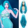 Blue Lace Front Wig Long Light Blue Full Lace Wig Natural Hairline Realistic Pastel Blue Wigs for Women Glueless Heat Resistant Fiber Hair Drag Queen