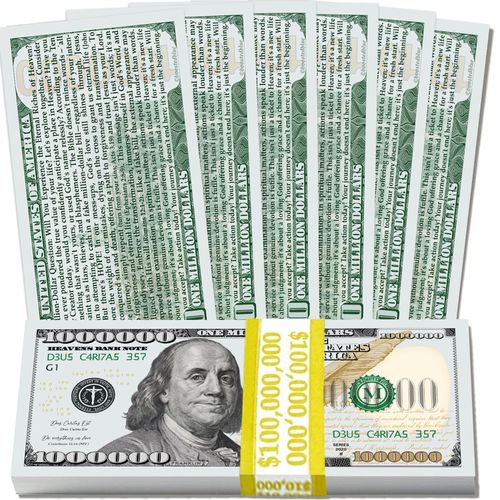 Franklin One Million Dollar Bill | Gospel Tracts | 1000000 Dollar Bill Bible Tracts For Salvation| Christian Tracks For Salvation | Christian Tracts For Evangelism Church Visitor Cards (100 Pack, ESV)