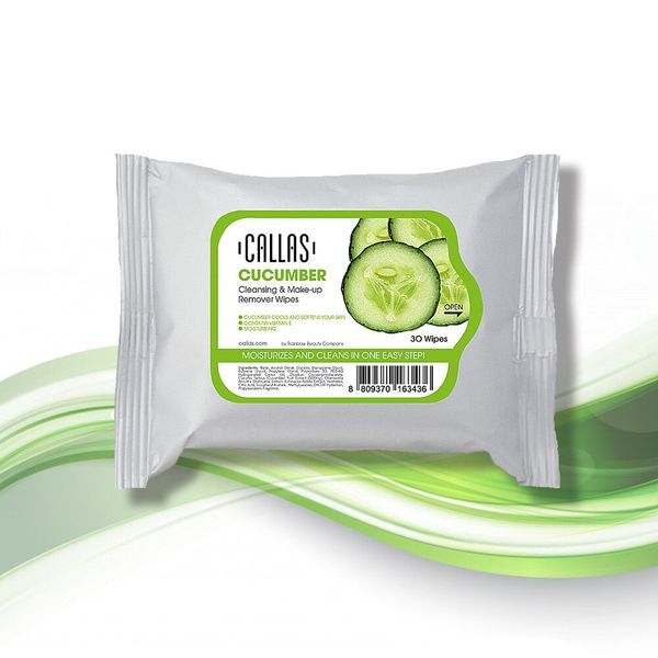 Callas Cleansing & Make-up Remover Wipes 30 Wipes (Cucumber) [Free USA Shipping]