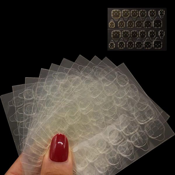 Tsathoggua 15 Sheets 360 Pieces Transparent Nail Glue Stickers, Jelly Gel Tape Adhesive Tabs, Nail Glue from Manicure Decoration, Double-Sided Nail Adhesive Pads, Adhesive Tabs, Nails